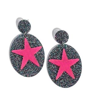 Paparazzi Pink and Black Star Earrings